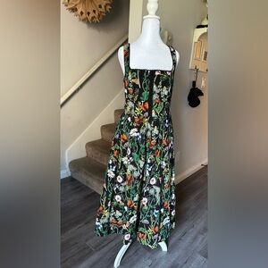 Avec Les Filles  Black Botanical Butterfly Midi Dress